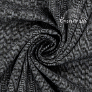 Len s bavlnou Rybí kost Černá (E)