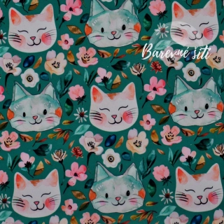 Jarní softshell Kočičí hlavy, květy, zelenkavá (E)