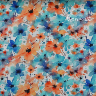 Alpenfleece Modrooranžové květy (E)