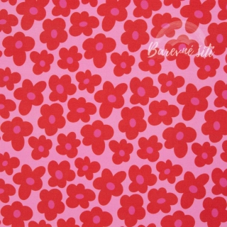 Viskózový úplet, Červené květy na růžové (E)
