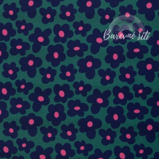 Viskozový úplet, Modré květy na zelené (E)