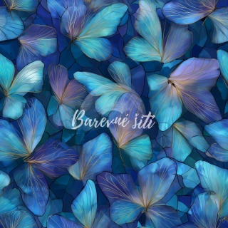 Viskozový úplet, Modré motýlí květy (E)