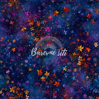 Silky, Drobounké barevné kvítky na modré (E)