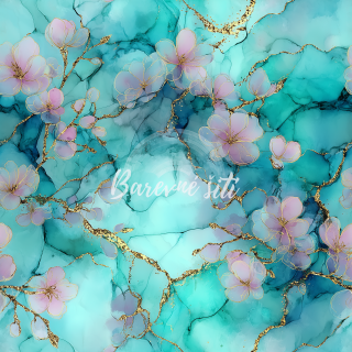 Silky, Tyrkysový mramor s růžovými kvítky (E)
