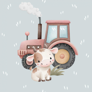 Teplákovina, Traktůrek s kravičkou světle modrá, panel (E)