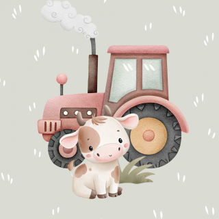 Teplákovina, Traktůrek s kravičkou zelenkavá, panel (E)