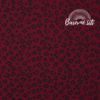 Žebrovaný úplet, Leopard bordó (E) 0,38m/ks