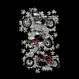 Úplet, Motorky ala puzzle, panel na přední díl (E)