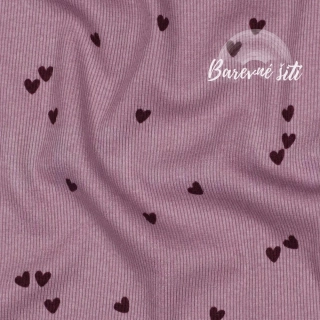 Žebrovaný úplet, Srdíčka fialová (E)
